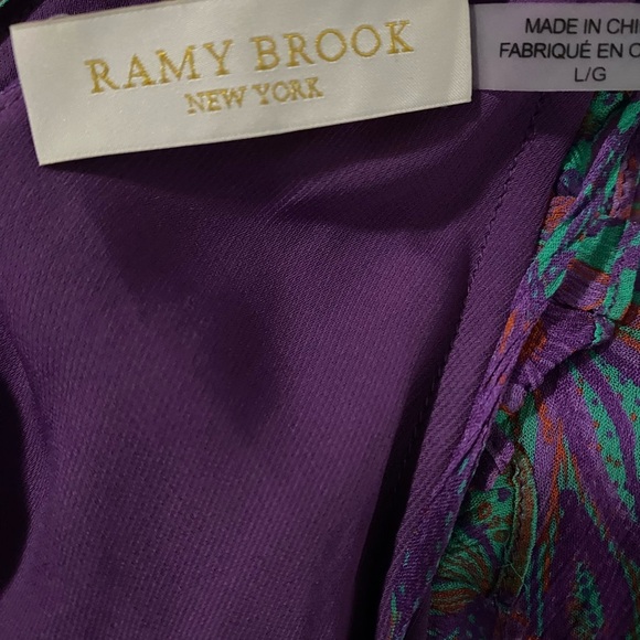 Ramy Brook Chloe Dress Botanic Print Elegant Flowy Smocked Halter Coquette L - Picture 11 of 11